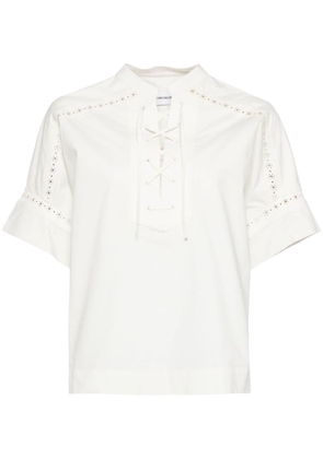 Yves Salomon openwork short-sleeve shirt - White