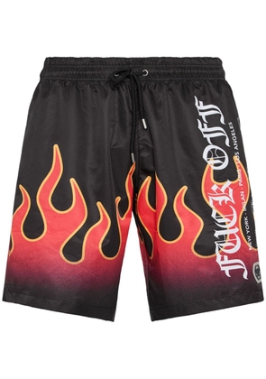 Philipp Plein flame-print swim shorts - Black