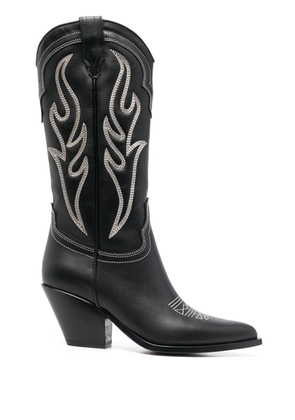 Sonora decorative-stitching leather boots - Black