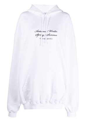 VETEMENTS logo-embroidered drawstring hoodie - White