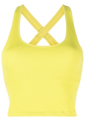 The Upside logo-embroidered fine-ribbed sports bra - Yellow