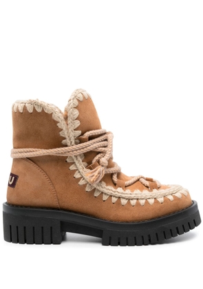 Mou Eskimo Combat 50mm contrast-stitching boots - Brown