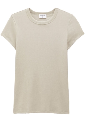 Filippa K fine-ribbed organic cotton-blend T-shirt - Neutrals