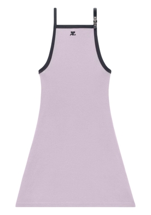 Courrèges logo-embroidered cotton minidress - Purple