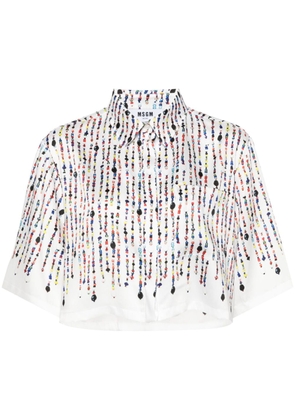 MSGM bead-print cropped shirt - White