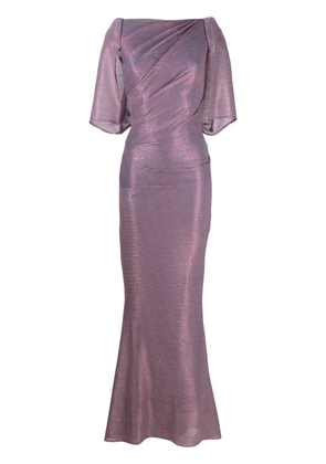 Talbot Runhof plissé-effect lurex gown - Purple