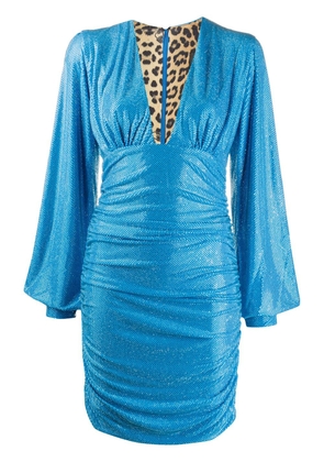 Philipp Plein embellished ruched mini dress - Blue