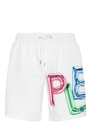 Philipp Plein Bombing Graffiti swim shorts - White