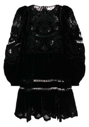 Sea Eliana lace-detail velvet minidress - Black