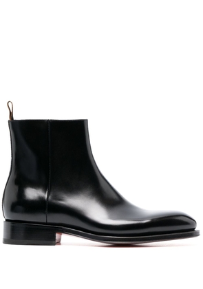 Santoni almond-toe leather boots - Black