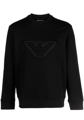 Emporio Armani logo-embossed cotton sweatshirt - Black