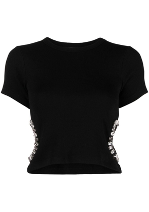 SANDRO crystal-embellished cut-out T-shirt - Black