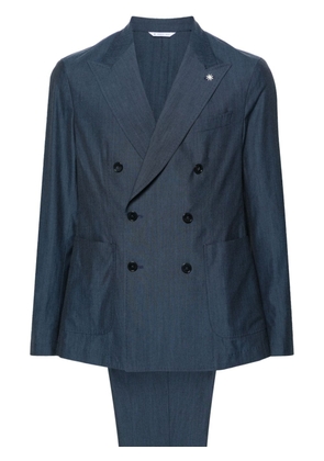 Manuel Ritz logo-brooch double-breasted suit - Blue