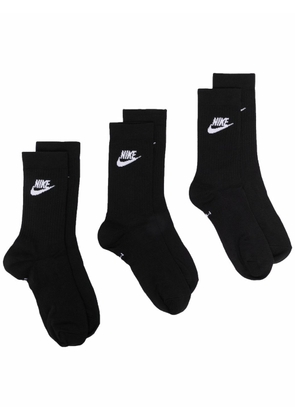 Nike three-pack logo-print crew socks - Black