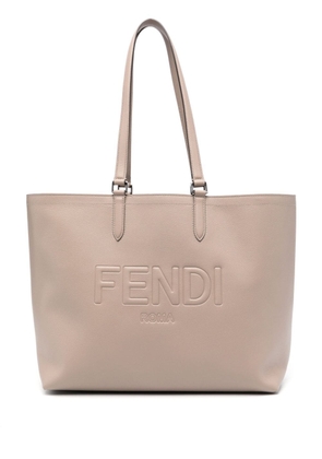 FENDI embossed-logo leather tote bag - Grey