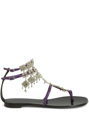 Giuseppe Zanotti Amira embellished suede sandals - Purple