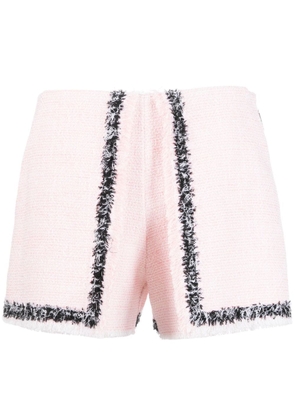 MSGM frayed-edge tweed mini shorts - Pink