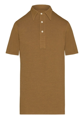 Maison Margiela straight-point collar cotton-blend polo shirt - Neutrals