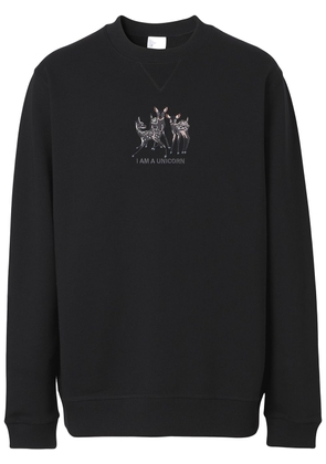 Burberry deer-embroidered cotton sweatshirt - Black