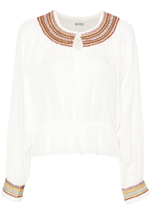 BODE embroidered cotton blouse - White