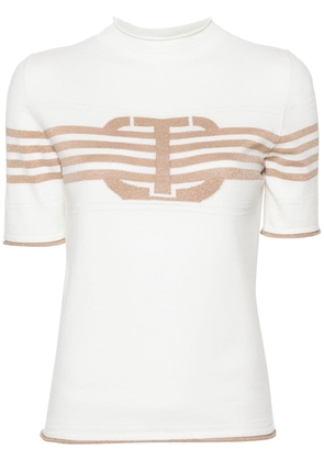 TWINSET logo-intarsia knitted T-shirt - White