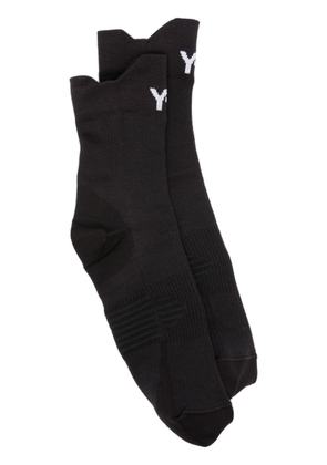 Y-3 logo-intarsia ribbed socks - Black