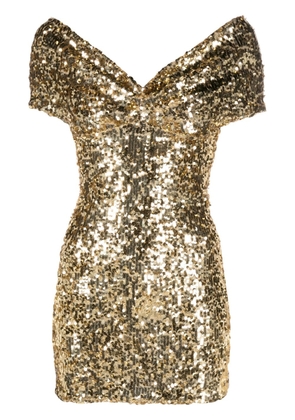 Atu Body Couture off-shoulder sequinned minidress - Gold
