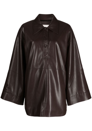 Nanushka Clarice faux leather polo shirt - Brown