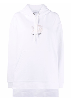 Burberry step-hem embroidered hoodie - White
