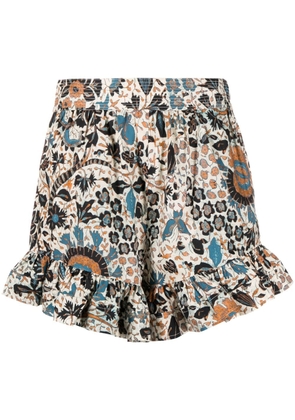 Ulla Johnson Ambre ruffled floral-print cotton shorts - Neutrals