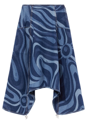 PUCCI Marmo-print denim skirt - Blue