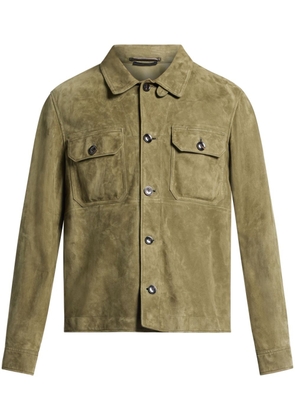 TOM FORD panelled suede shirt jacket - Green