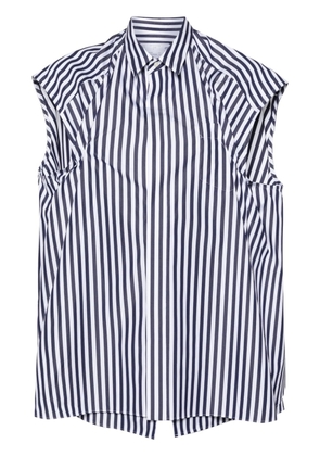 sacai striped poplin sleeveless shirt - Blue