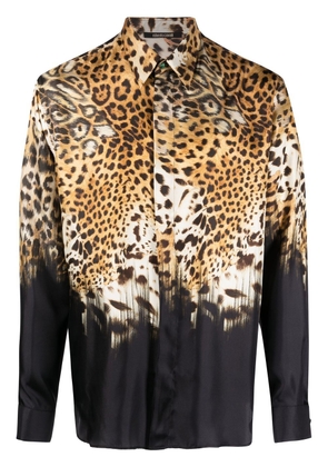 Roberto Cavalli leopard-print long-sleeved shirt - Neutrals
