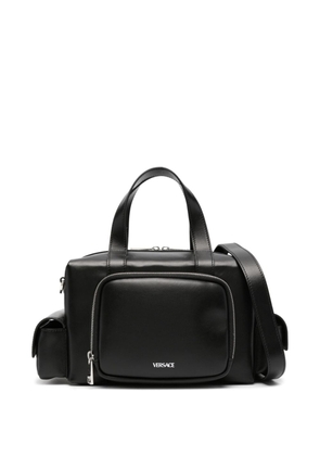 Versace logo-print leather tote bag - Black