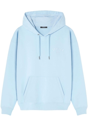 Versace logo-embroidered cotton hoodie - Blue