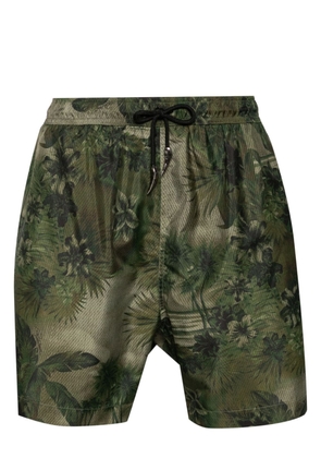 Roberto Cavalli Tiger Tooth-detailed camouflage-print swim shorts - Green