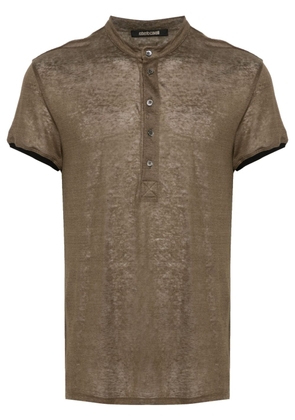Roberto Cavalli semi-sheer cotton polo shirt - Brown
