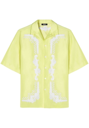 Versace floral-embroidered short-sleeve shirt - Yellow