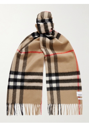 Burberry - Fringed Checked Cashmere Scarf - Men - Neutrals