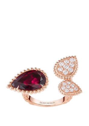 Boucheron Rose Gold, Diamond And Garnet Serpent Bohème Ring