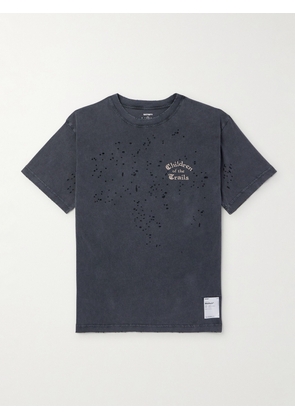 Satisfy - Distressed Logo-Print MothTech™ Organic Cotton-Jersey T-Shirt - Men - Gray - 1