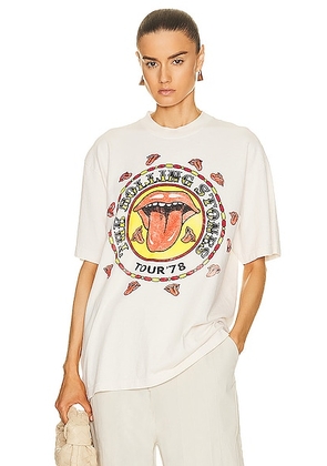 SIXTHREESEVEN The Rolling Stones Tour T-Shirt in Washed White - Cream. Size XS (also in ).