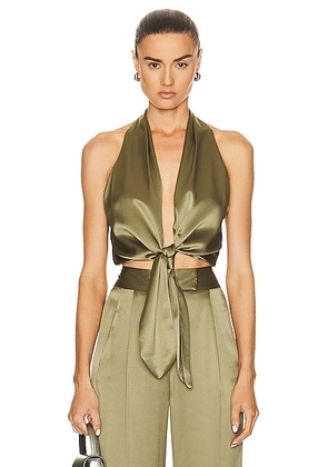 The Sei Sleeveless Tie Front Blouse in Sage - Sage. Size 4 (also in 6, 8).