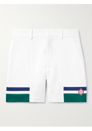 Casablanca - Straight-Leg Logo-Appliquéd Striped Tricot Shorts - Men - White - 44