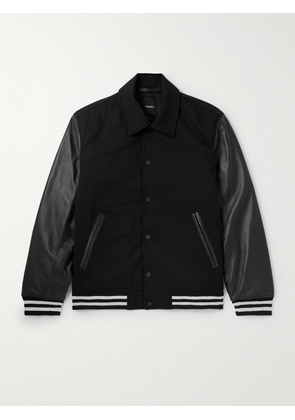 Theory - Striped Wool-Blend and Leather Varsity Jacket - Men - Black - S