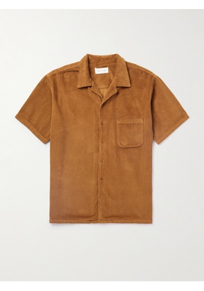 Les Tien - Camp-Collar Garment-Dyed Cotton-Corduroy Shirt - Men - Brown - XS