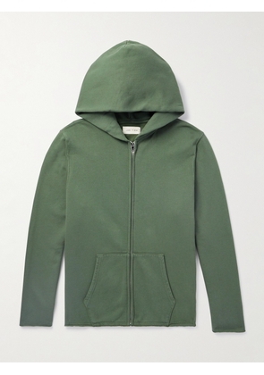 Les Tien - Garment-Dyed Distressed Cotton-Jersey Zip-Up Hoodie - Men - Green - S