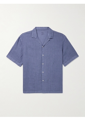 Altea - Bart Camp-Collar Garment-Dyed Linen Shirt - Men - Blue - M