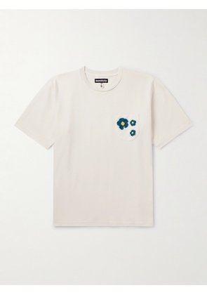 Monitaly - Crochet-Trimmed Cotton-Jersey T-Shirt - Men - White - S